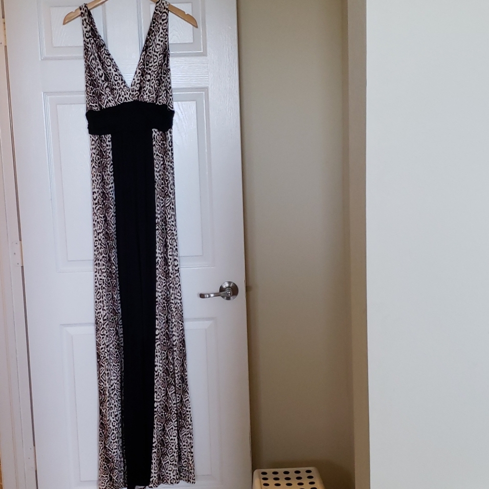 Tart Leopard Print V Neck Empire Maxi Dress